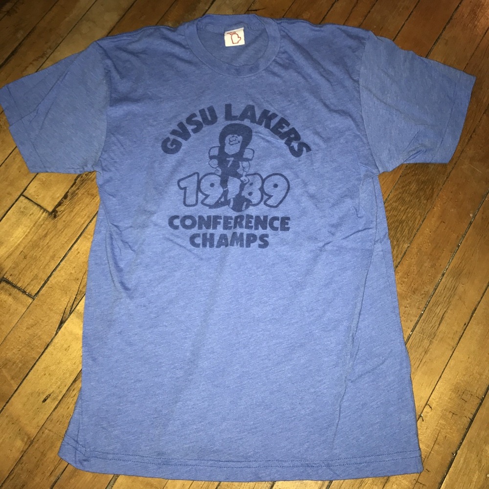 Grand Valley State Lakers Adult Medium Blue‎ Tee 1989 Champions
